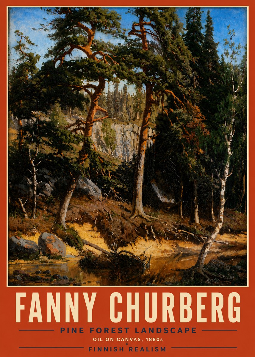 Fanny Churberg Pine Forest Landscape No5 - Plakát