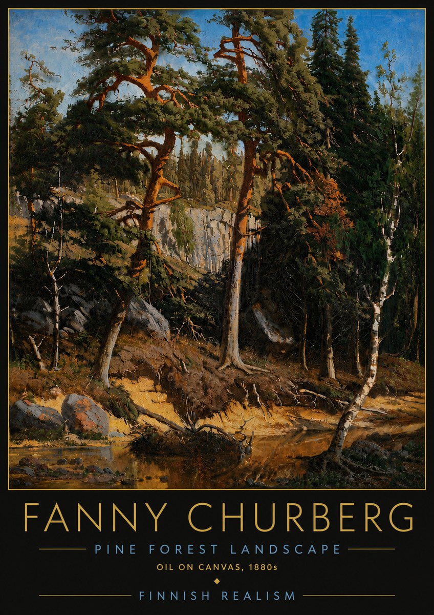 Fanny Churberg Pine Forest Landscape No6 - Plakát