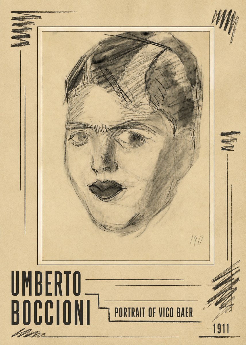 Umberto Boccioni Portrait of Vico Baer No5 - Plakát