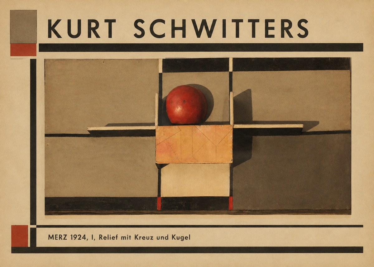 Kurt Schwitters Merz 1924, I, Relief Mit Kreuz Und Kugel No1 - Plakát