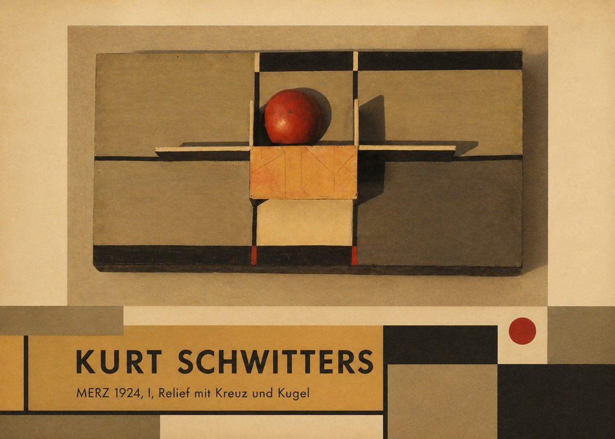 Kurt Schwitters Merz 1924, I, Relief Mit Kreuz Und Kugel No3 - Plakát