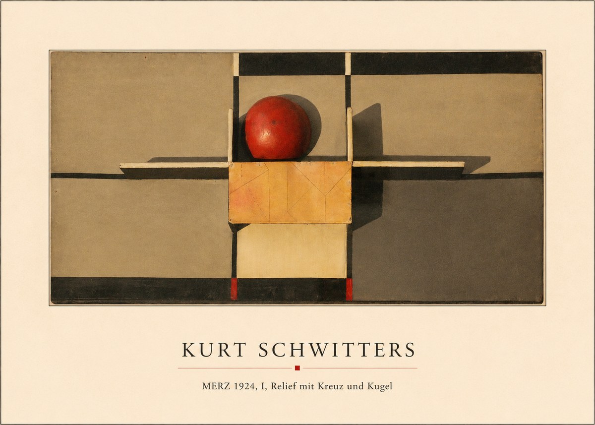 Kurt Schwitters Merz 1924, I, Relief Mit Kreuz Und Kugel No4 - Plakát