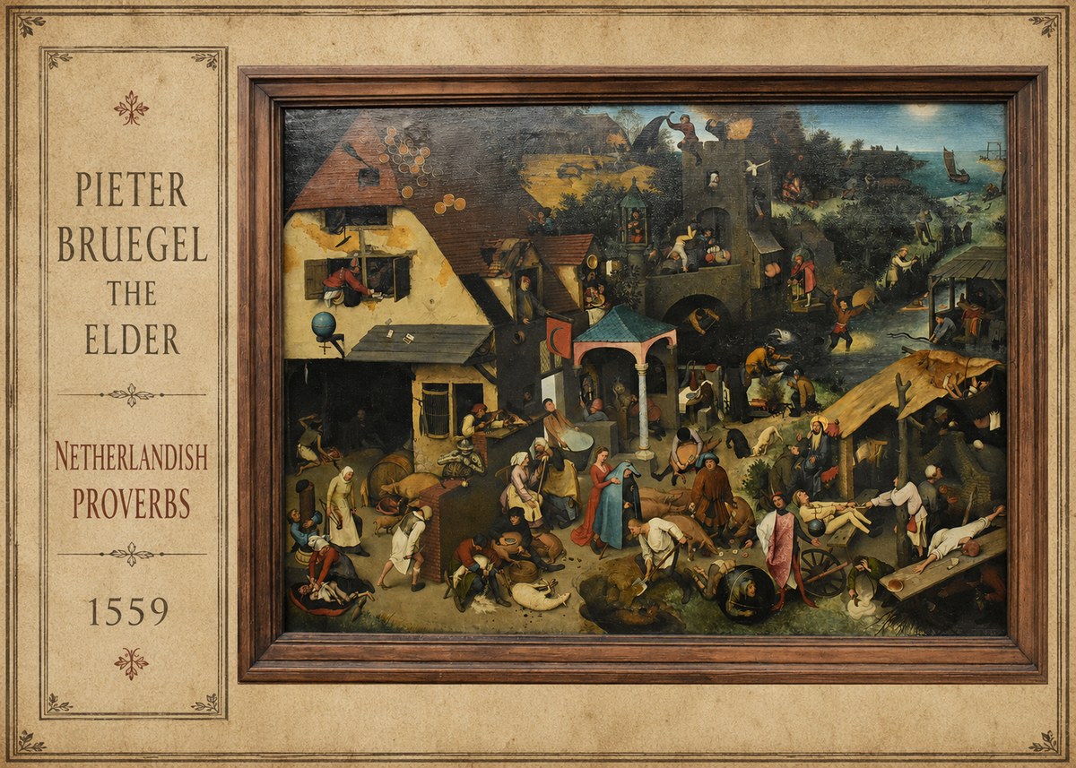 Pieter Bruegel Netherlandish Proverbs XI No2 - Plakát