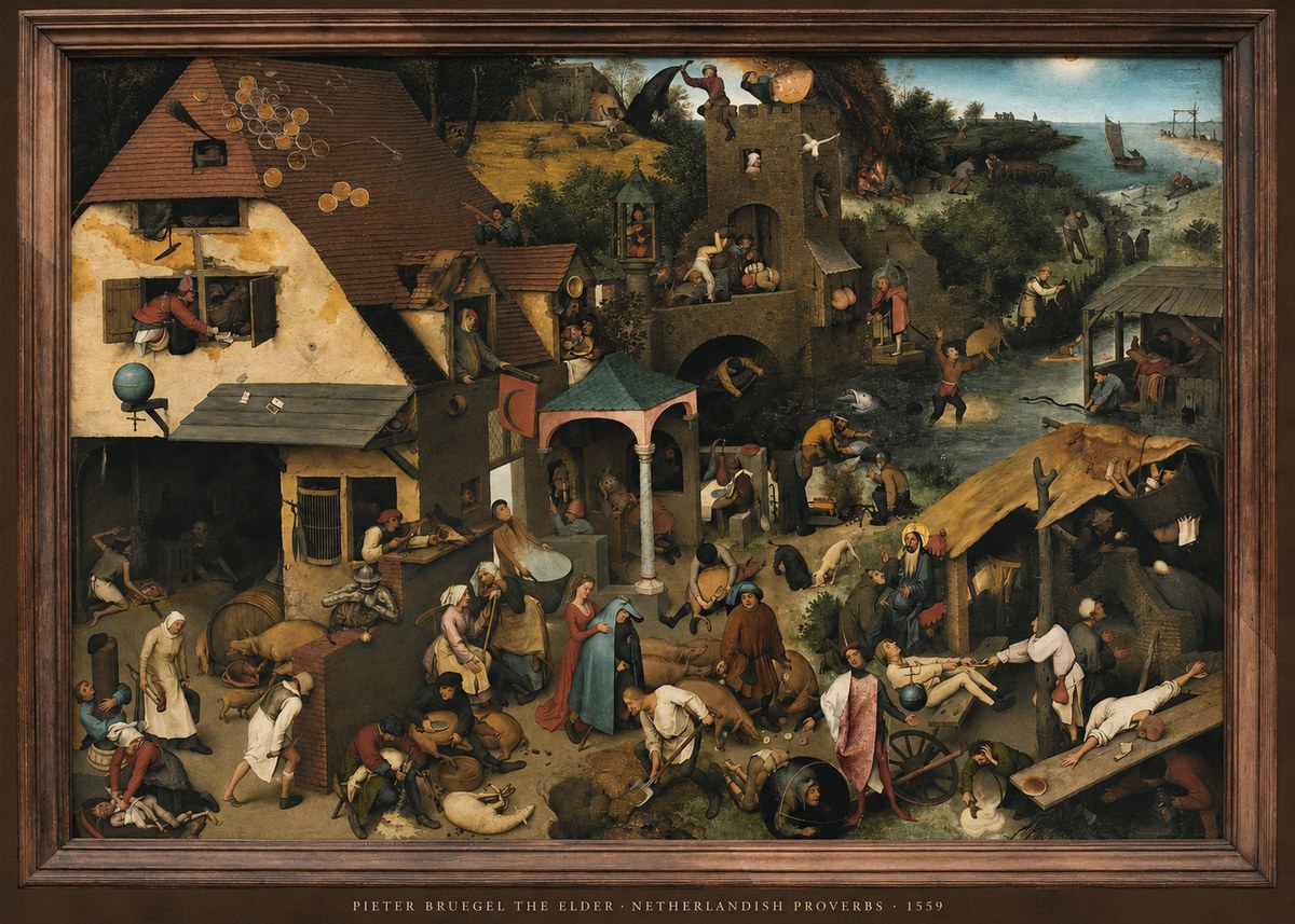 Pieter Bruegel Netherlandish Proverbs XI No6 - Plakát