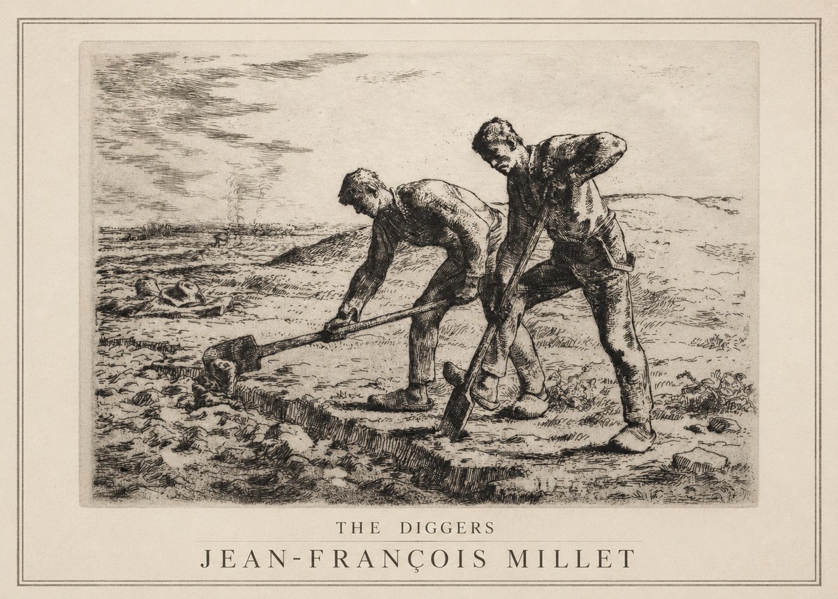 Jean-François Millet The Diggers No1 - Plakát