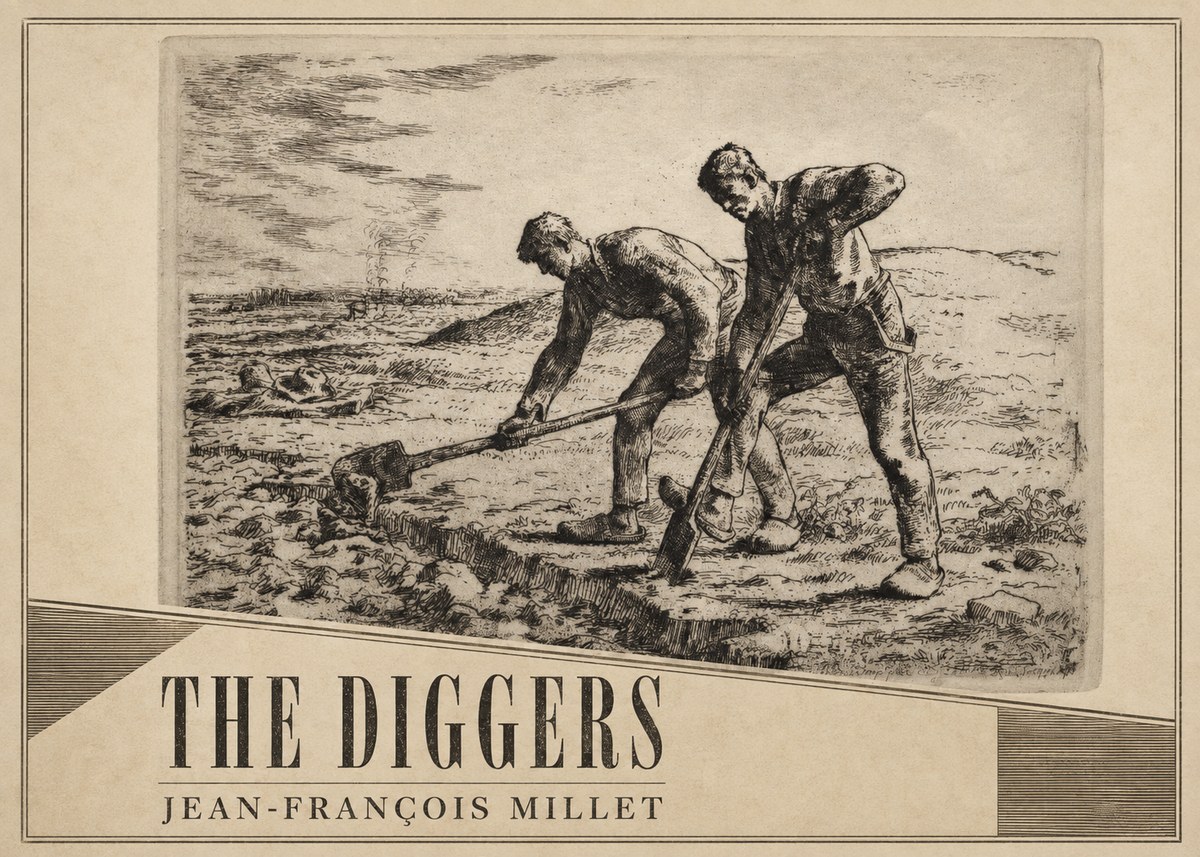 Jean-François Millet The Diggers No2 - Plakát