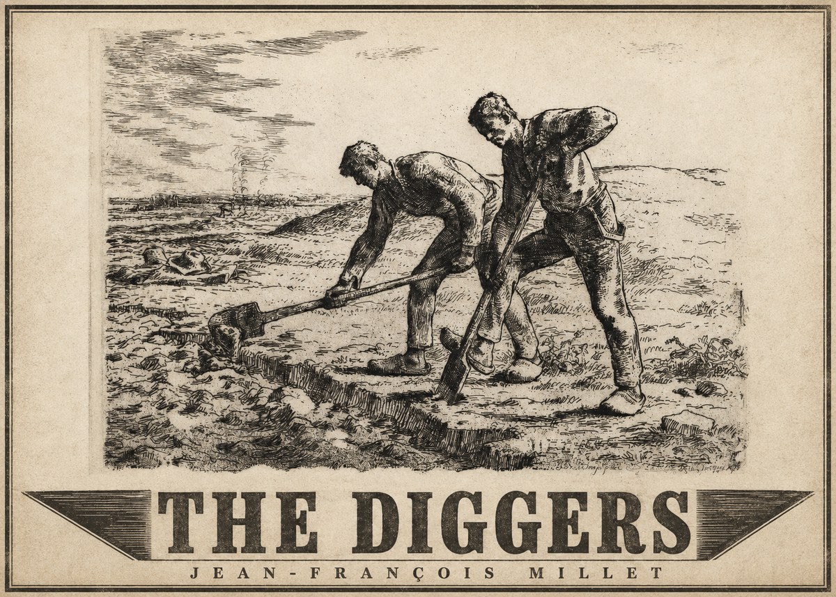 Jean-François Millet The Diggers No4 - Plakát