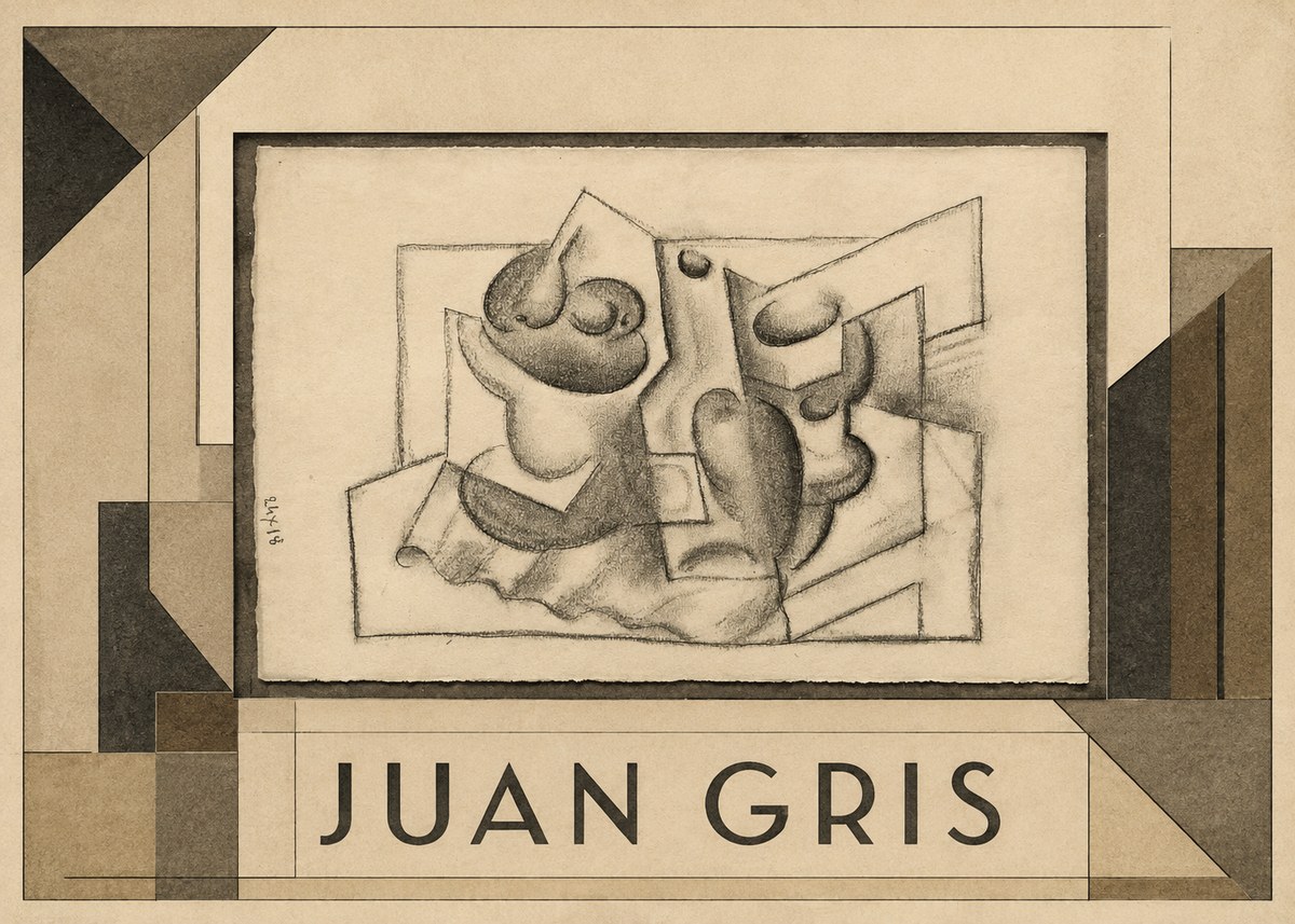 Juan Gris Nature Morte (Bouteille Et Fruit) No1 - Plakát