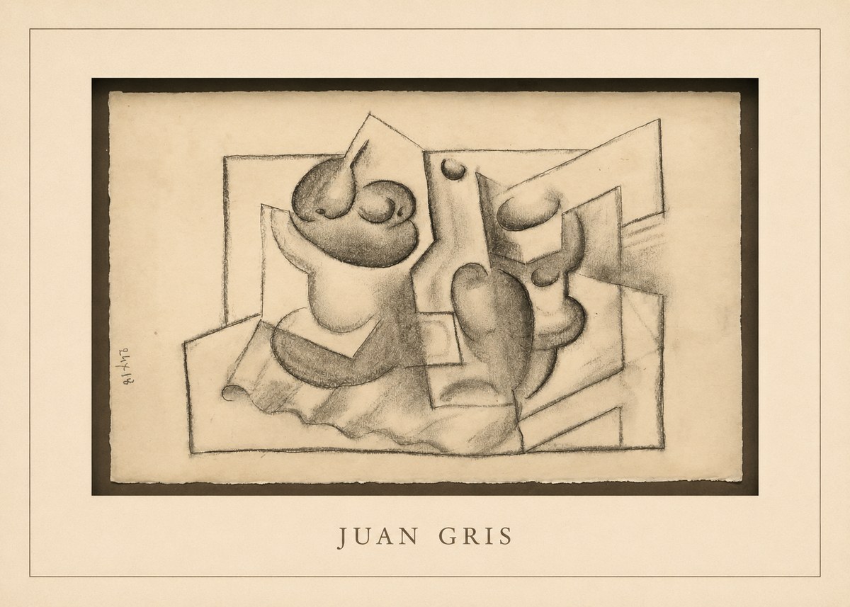 Juan Gris Nature Morte (Bouteille Et Fruit) No3 - Plakát
