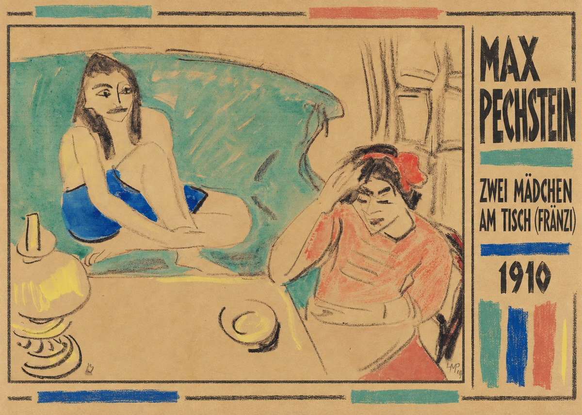 Max Pechstein Zwei Mädchen Am Tisch (Fränzi) No2 - Plakát