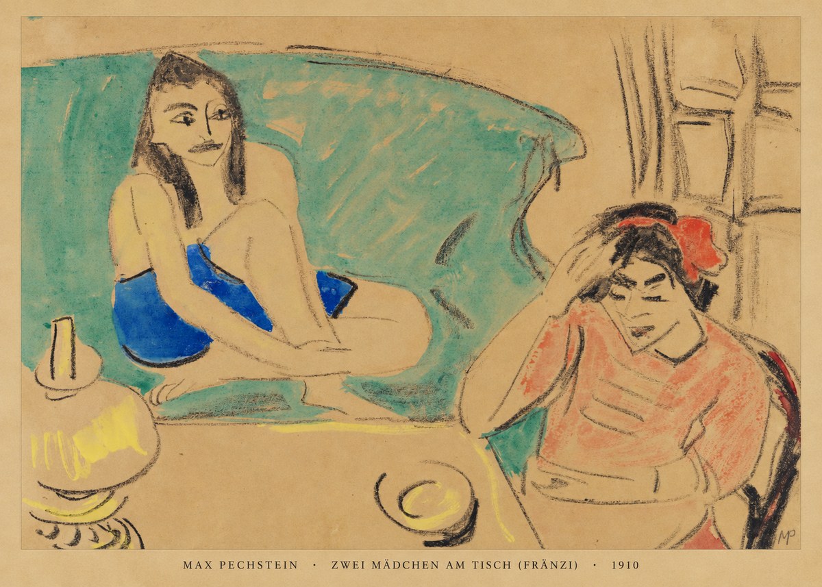 Max Pechstein Zwei Mädchen Am Tisch (Fränzi) No6 - Plakát