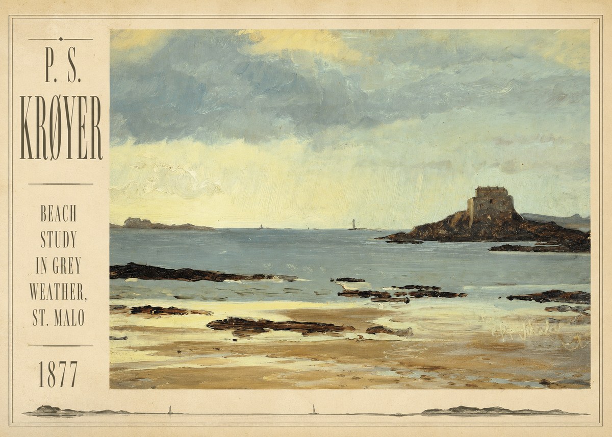 P.S. Krøyer Beach Study in Grey Weather, St. Malo No2 - Plakát