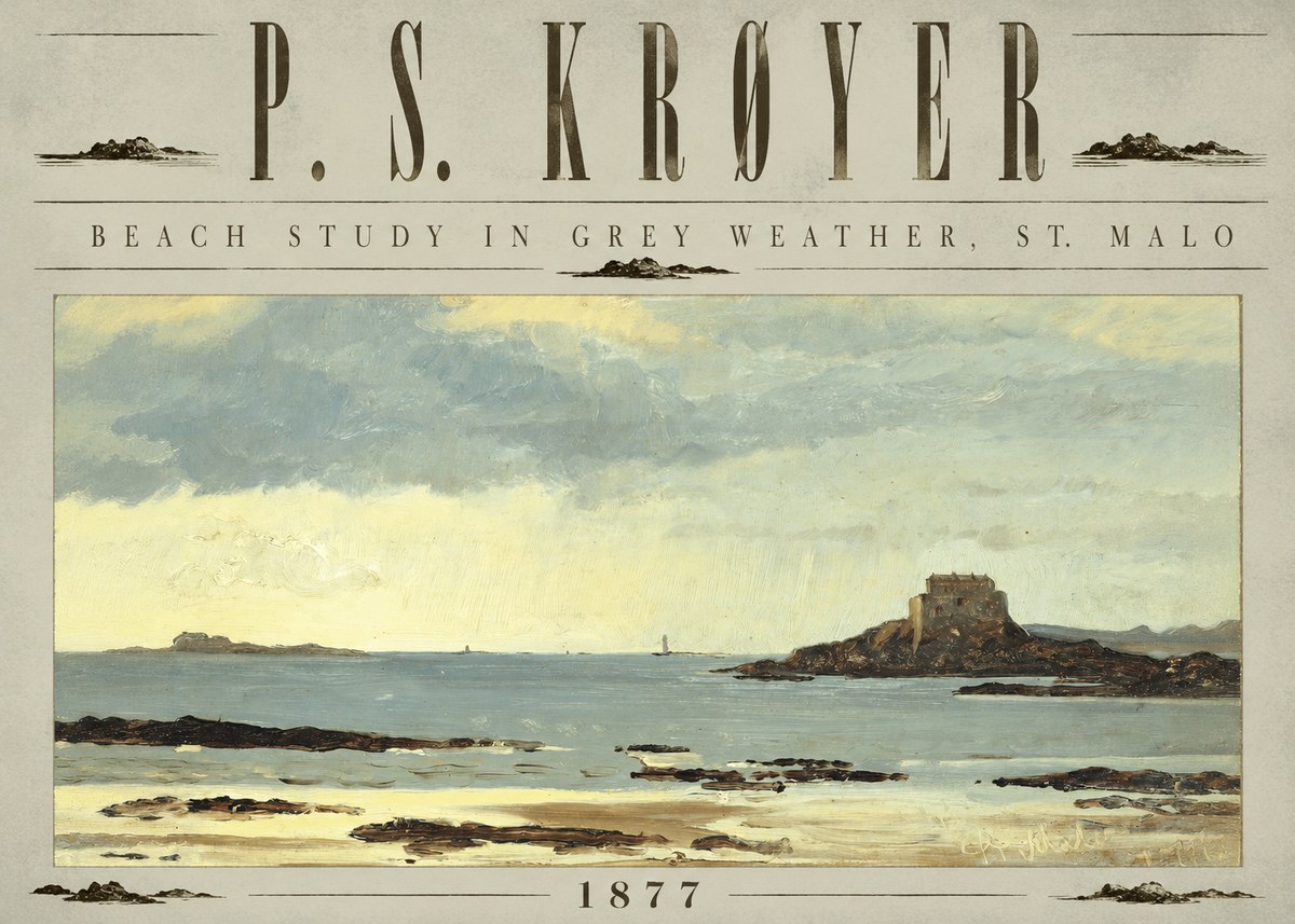 P.S. Krøyer Beach Study in Grey Weather, St. Malo No6 - Plakát