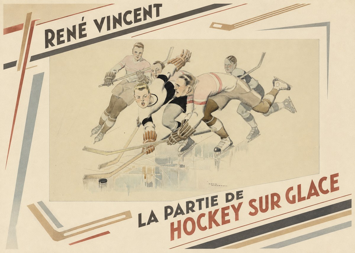 René Vincent La Partie De Hockey Sur Glace No2 - Plakát