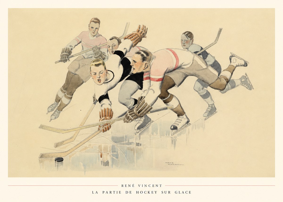 René Vincent La Partie De Hockey Sur Glace No6 - Plakát