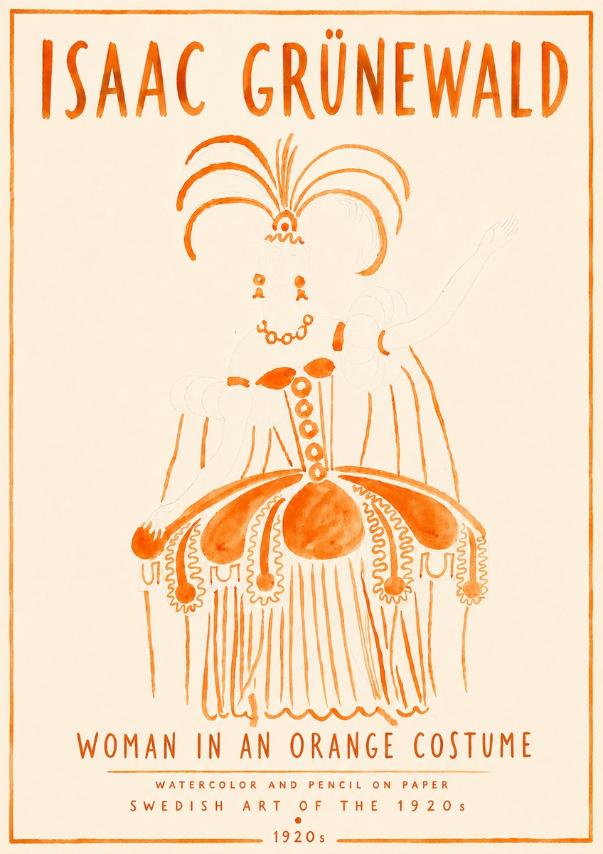 Isaac Grünewald Woman in an Orange Costume No6 - Plakát