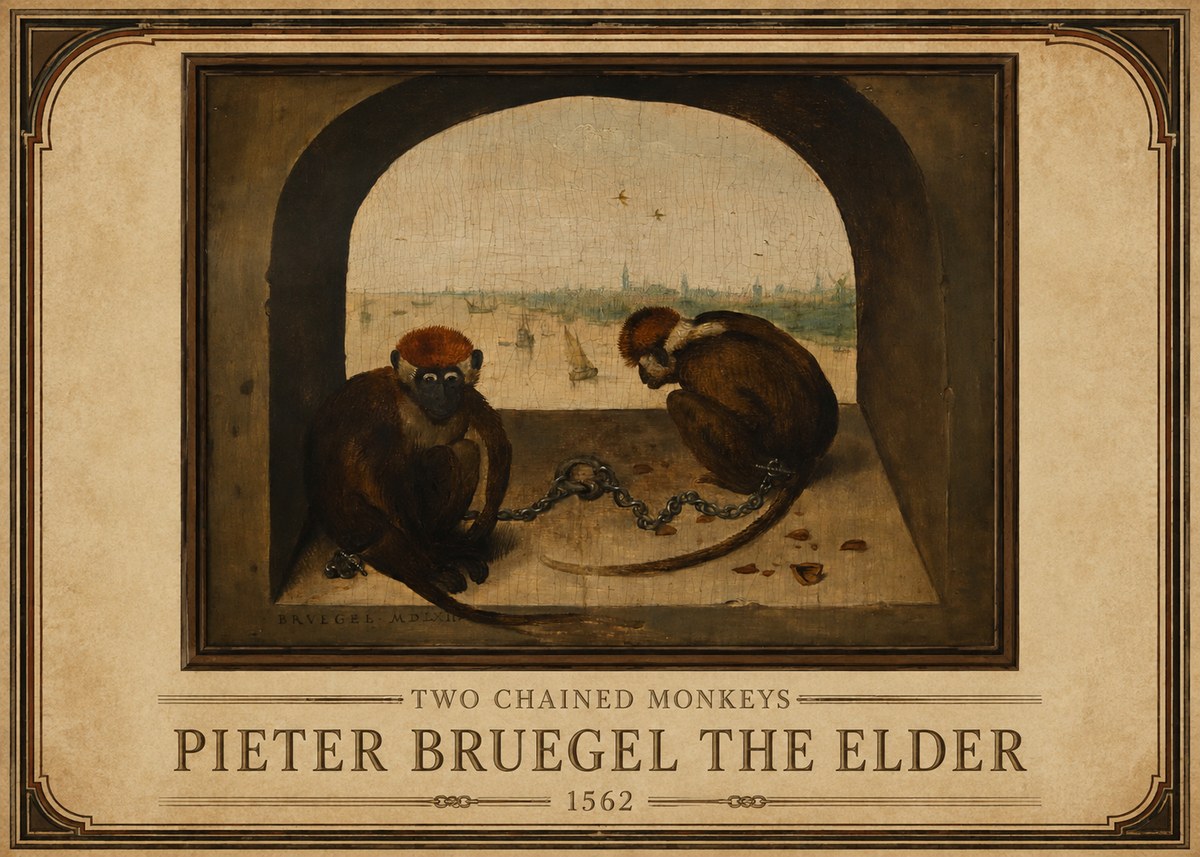 Pieter Bruegel Two Chained Monkeys I No1 - Plakát
