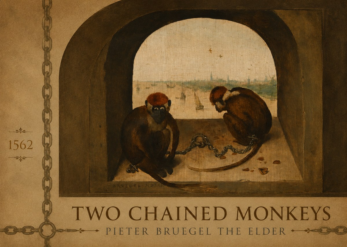Pieter Bruegel Two Chained Monkeys I No2 - Plakát