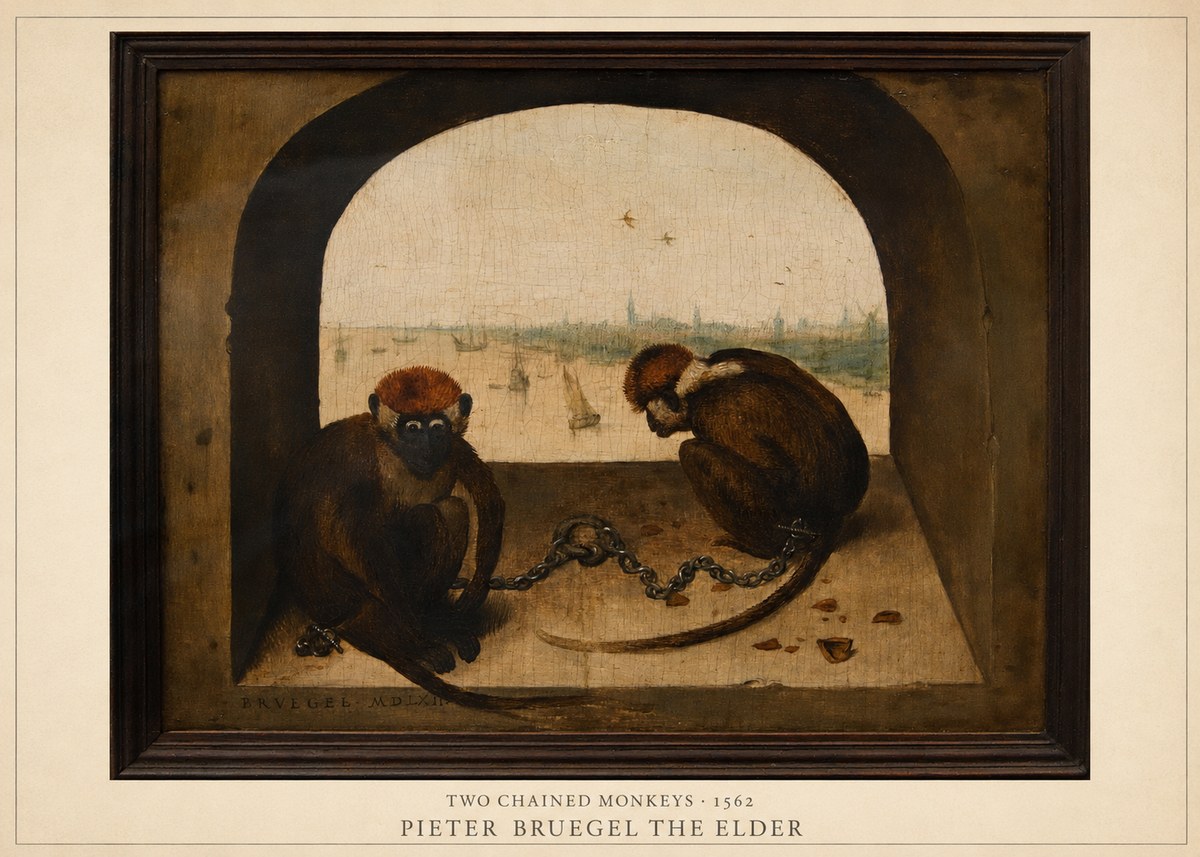 Pieter Bruegel Two Chained Monkeys I No4 - Plakát