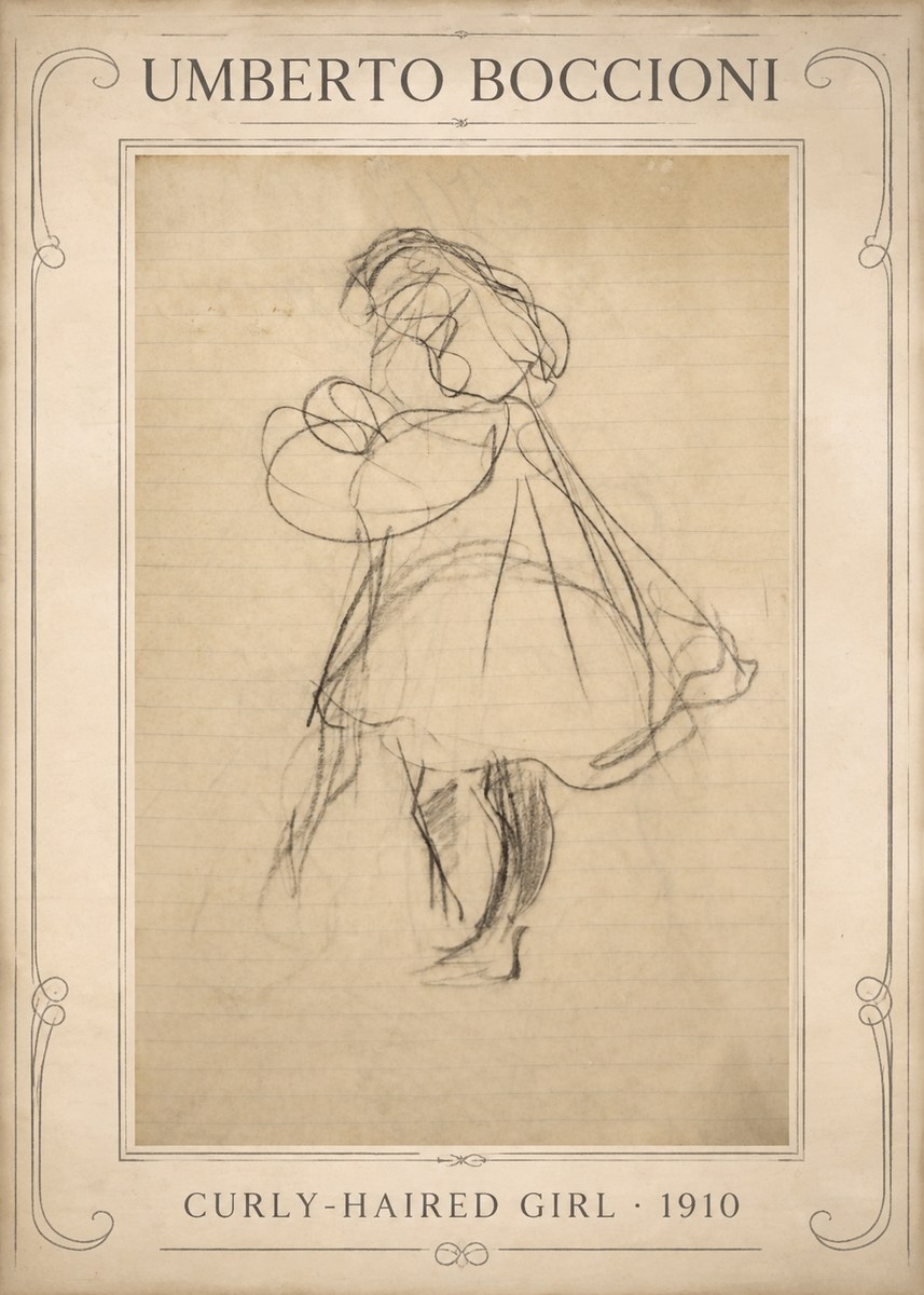 Umberto Boccioni Curly-haired Girl No1 - Plakát