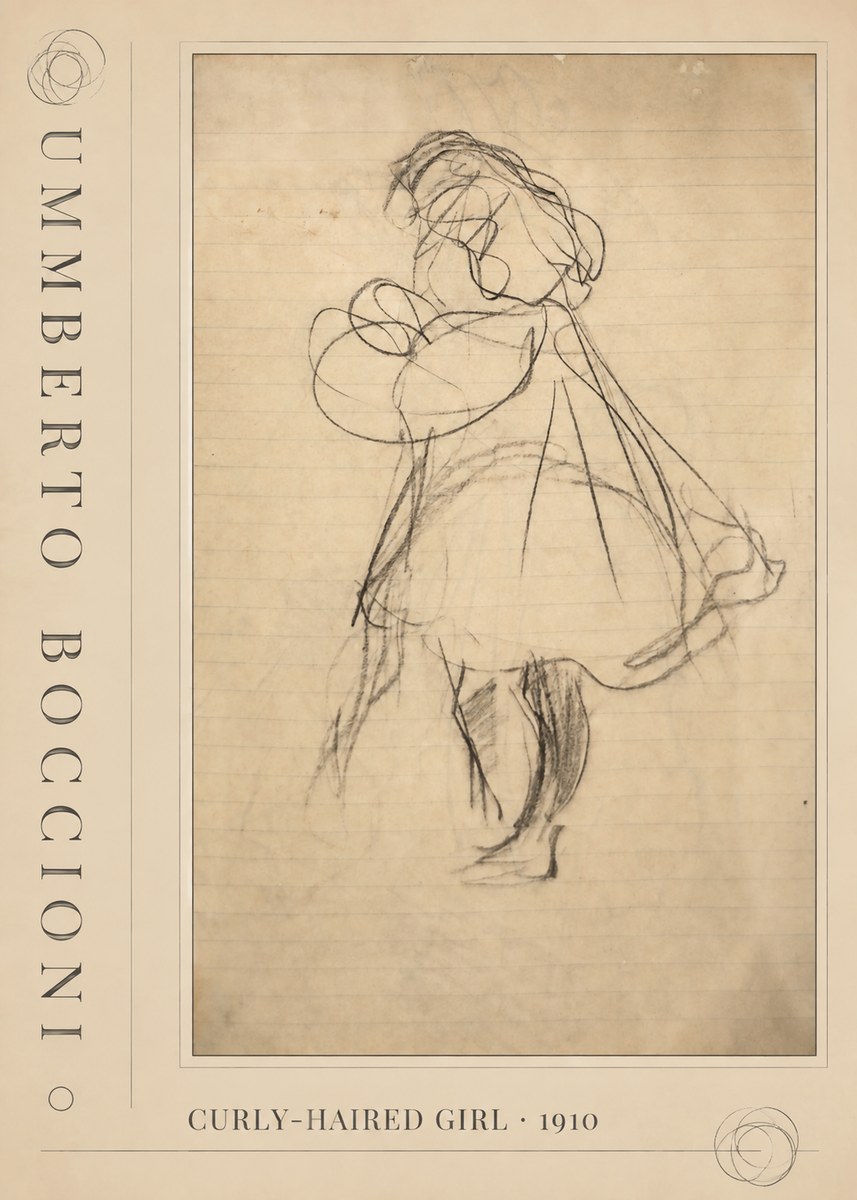 Umberto Boccioni Curly-haired Girl No3 - Plakát