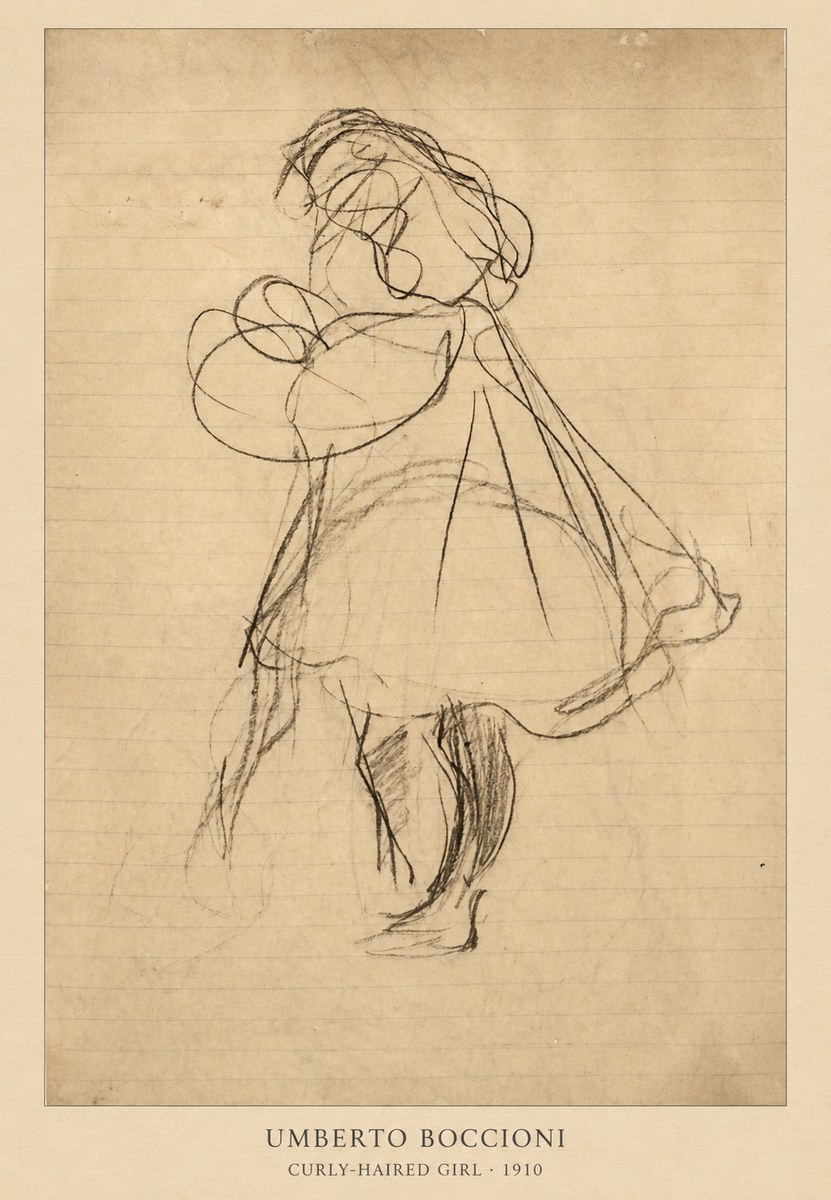 Umberto Boccioni Curly-haired Girl No4 - Plakát