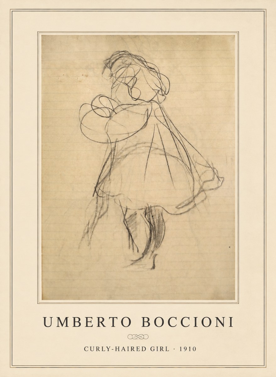 Umberto Boccioni Curly-haired Girl No6 - Plakát