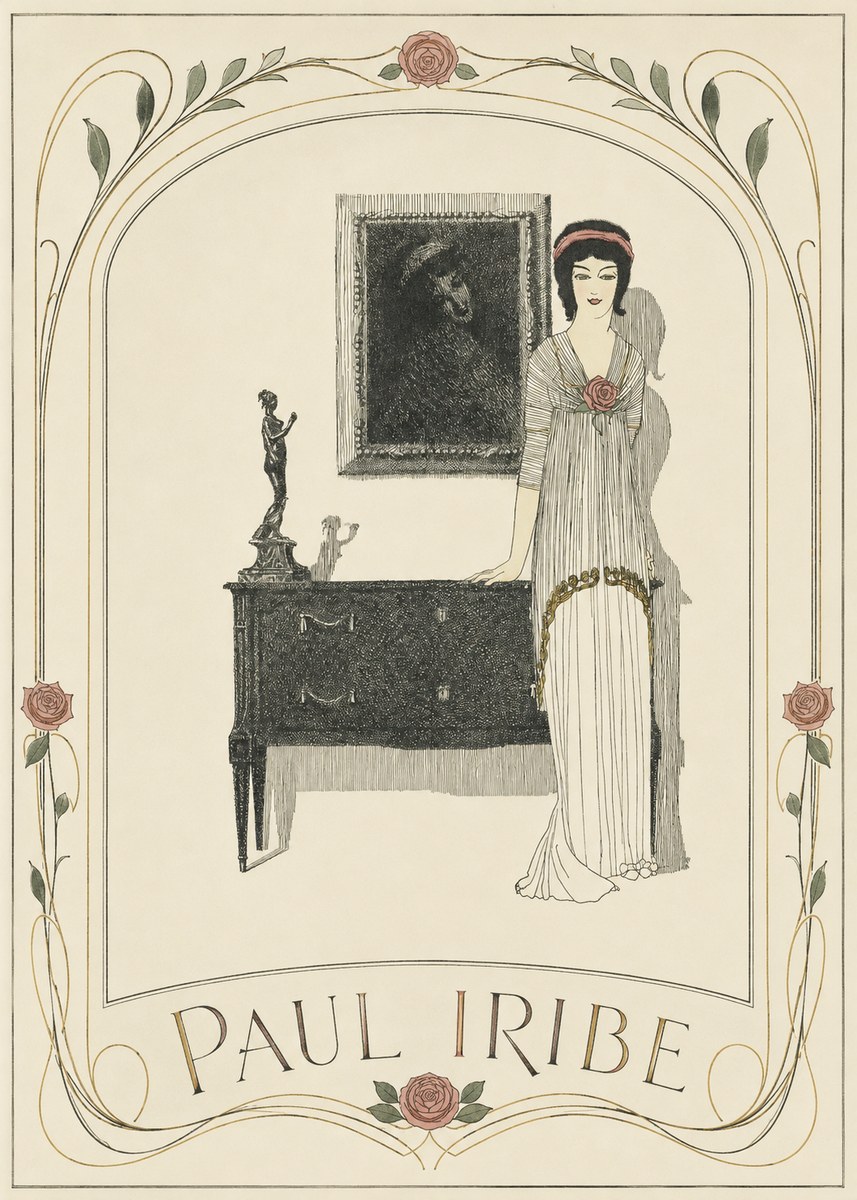 Paul Iribe Elegant Figure in Art Deco Interior No3 - Plakát