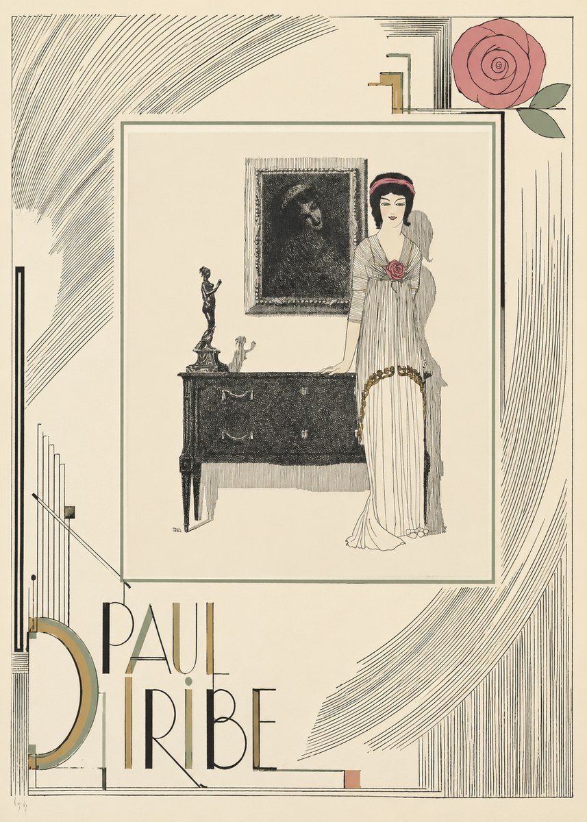Paul Iribe Elegant Figure in Art Deco Interior No6 - Plakát