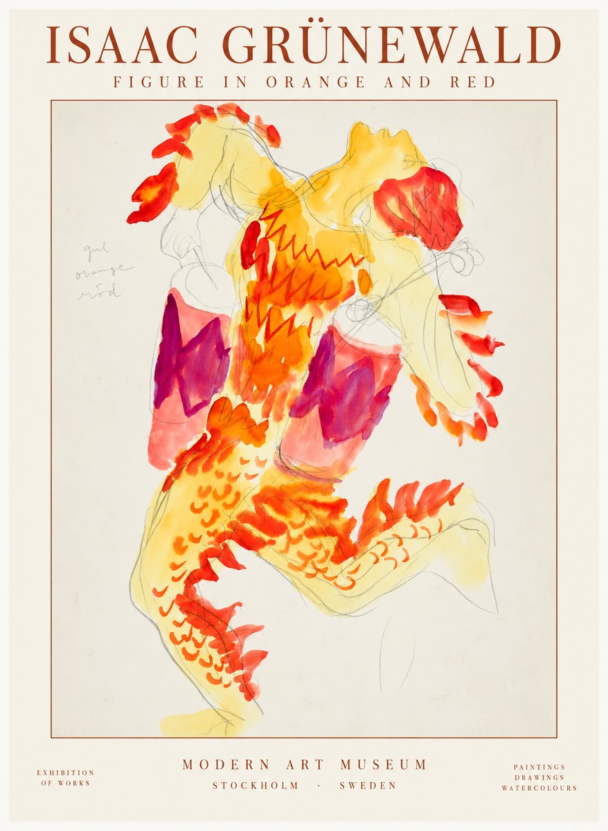Isaac Grünewald Figure in Orange and Red No2 - Plakát