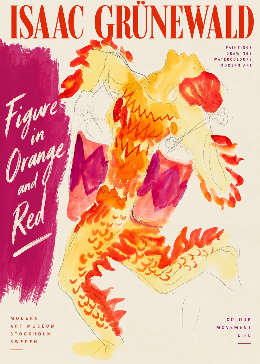 Isaac Grünewald Figure in Orange and Red No3 - Plakát