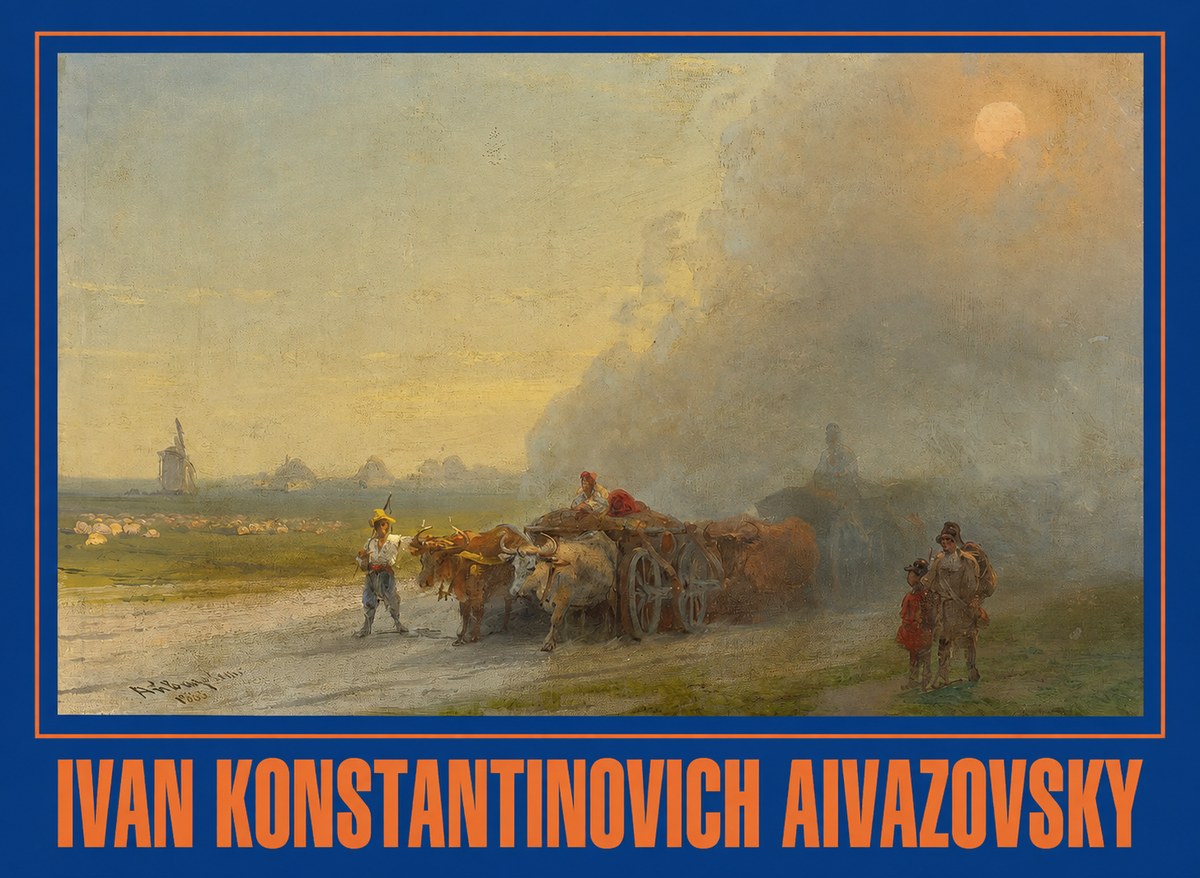 Ivan Konstantinovich Aivazovsky Landscape with Oxen No2 - Plakát