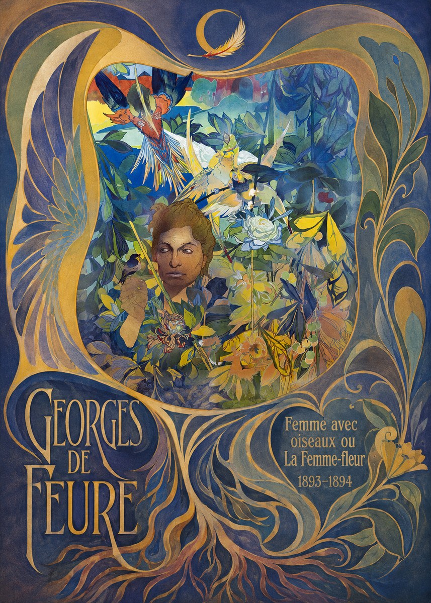 Georges de Feure Femme Avec Oiseaux Ou La Femme-fleur No6 - Plakát