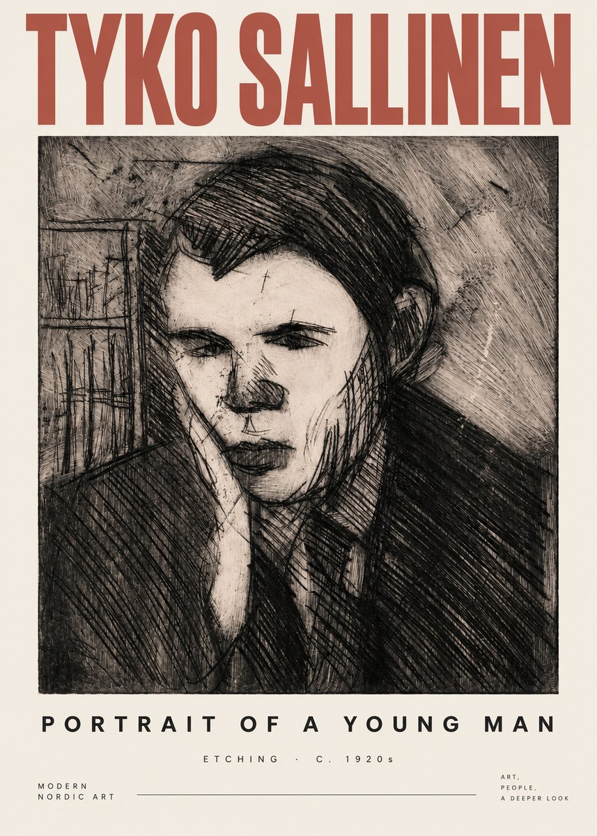 Tyko Sallinen Portrait of a Young Man No3 - Plakát
