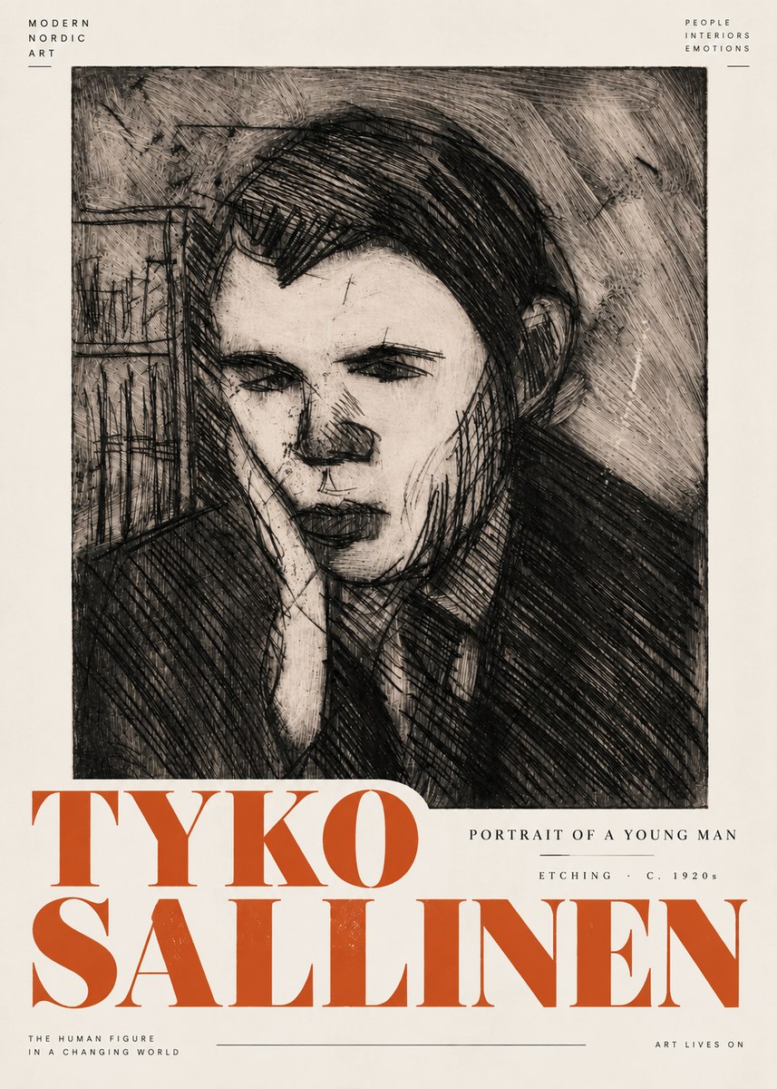 Tyko Sallinen Portrait of a Young Man No5 - Plakát