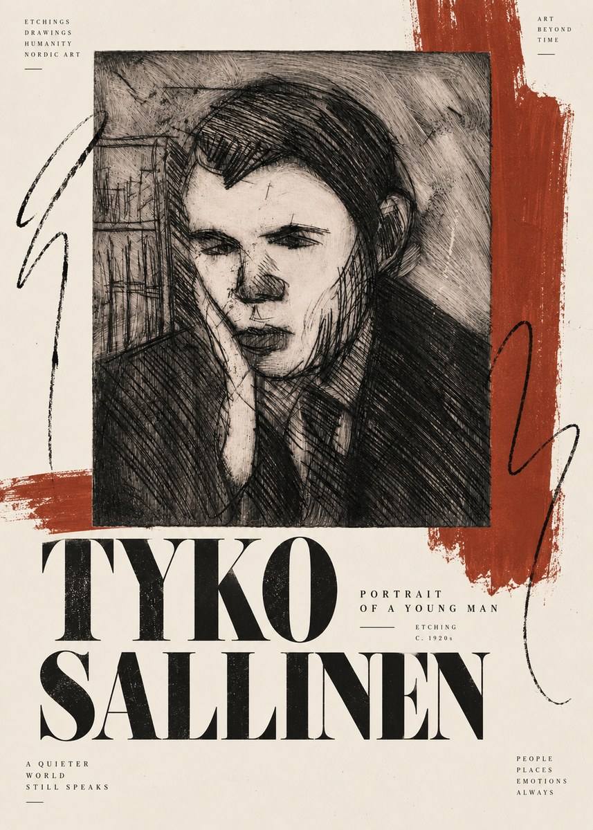 Tyko Sallinen Portrait of a Young Man No6 - Plakát