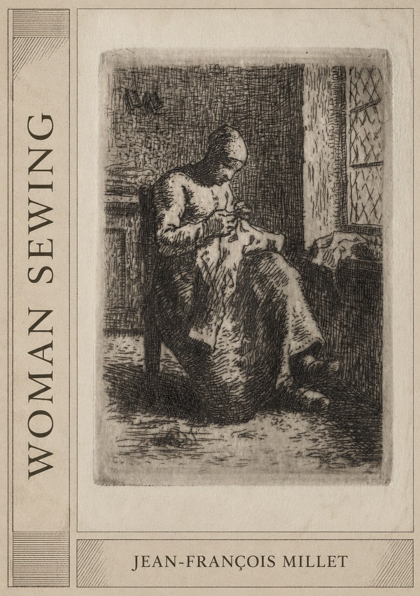 Jean-François Millet Woman Sewing No2 - Plakát