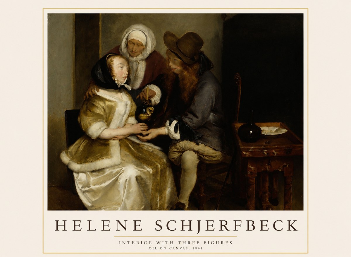 Helene Schjerfbeck Interior with Three Figures No1 - Plakát