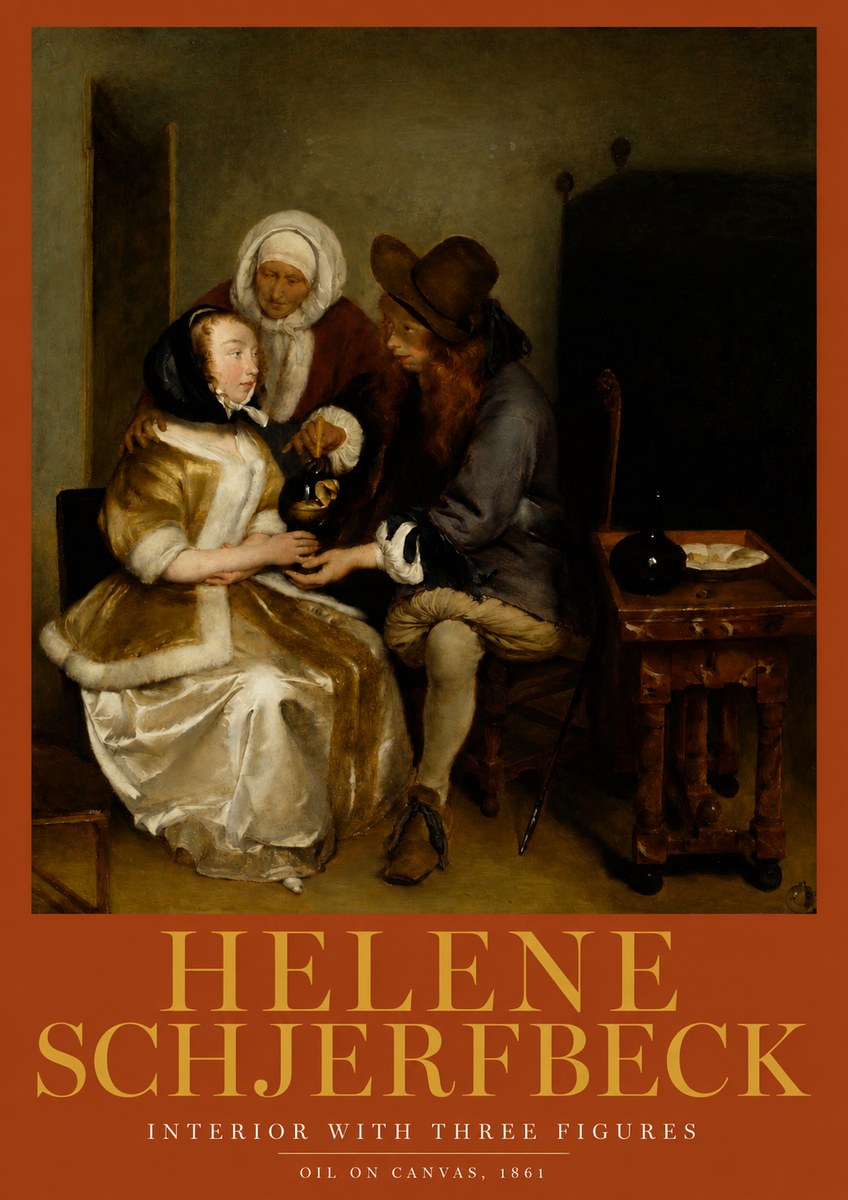 Helene Schjerfbeck Interior with Three Figures No2 - Plakát