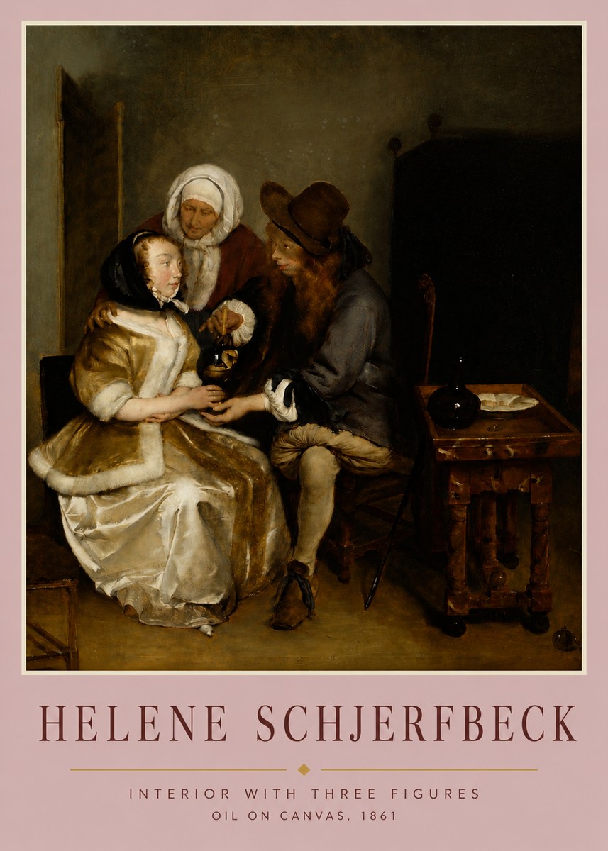 Helene Schjerfbeck Interior with Three Figures No4 - Plakát