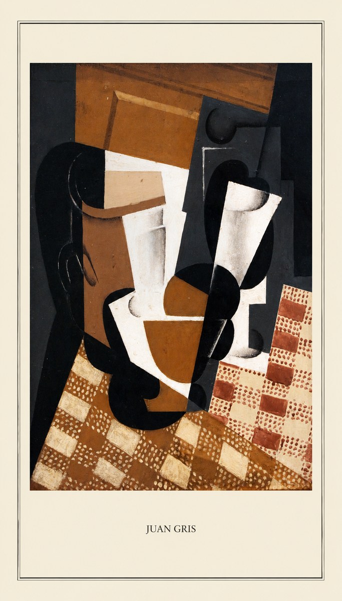 Juan Gris Cubist Still Life with Glass and Tablecloth No4 - Plakát