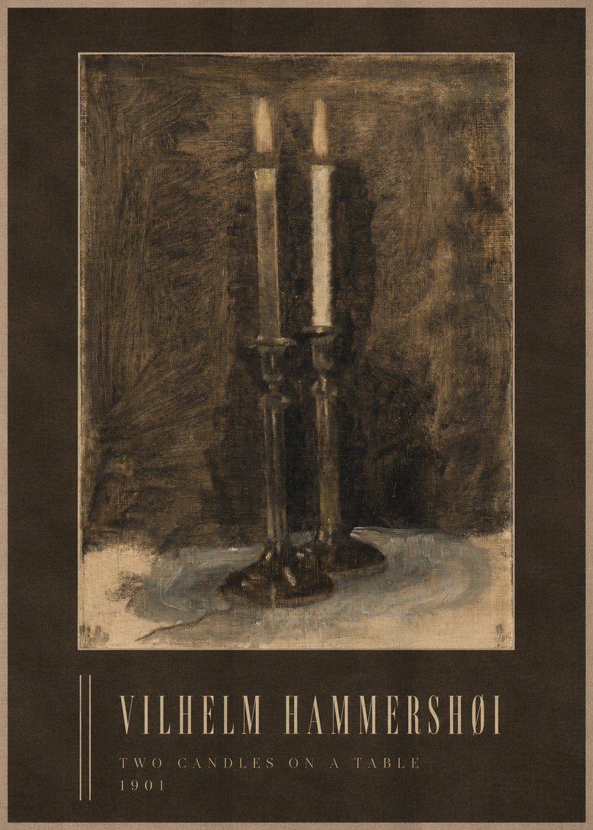 Vilhelm Hammershøi Two Candles on a Table No3 - Plakát