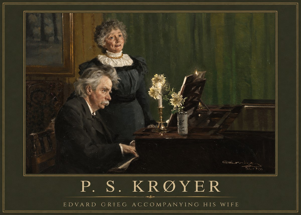 P.S. Krøyer Edvard Grieg Accompanying His Wife No1 - Plakát