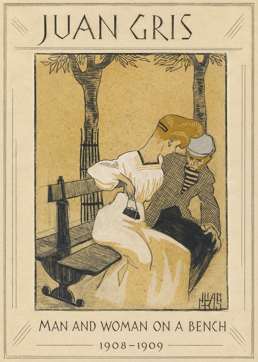Juan Gris Man and Woman on a Bench No1 - Plakát