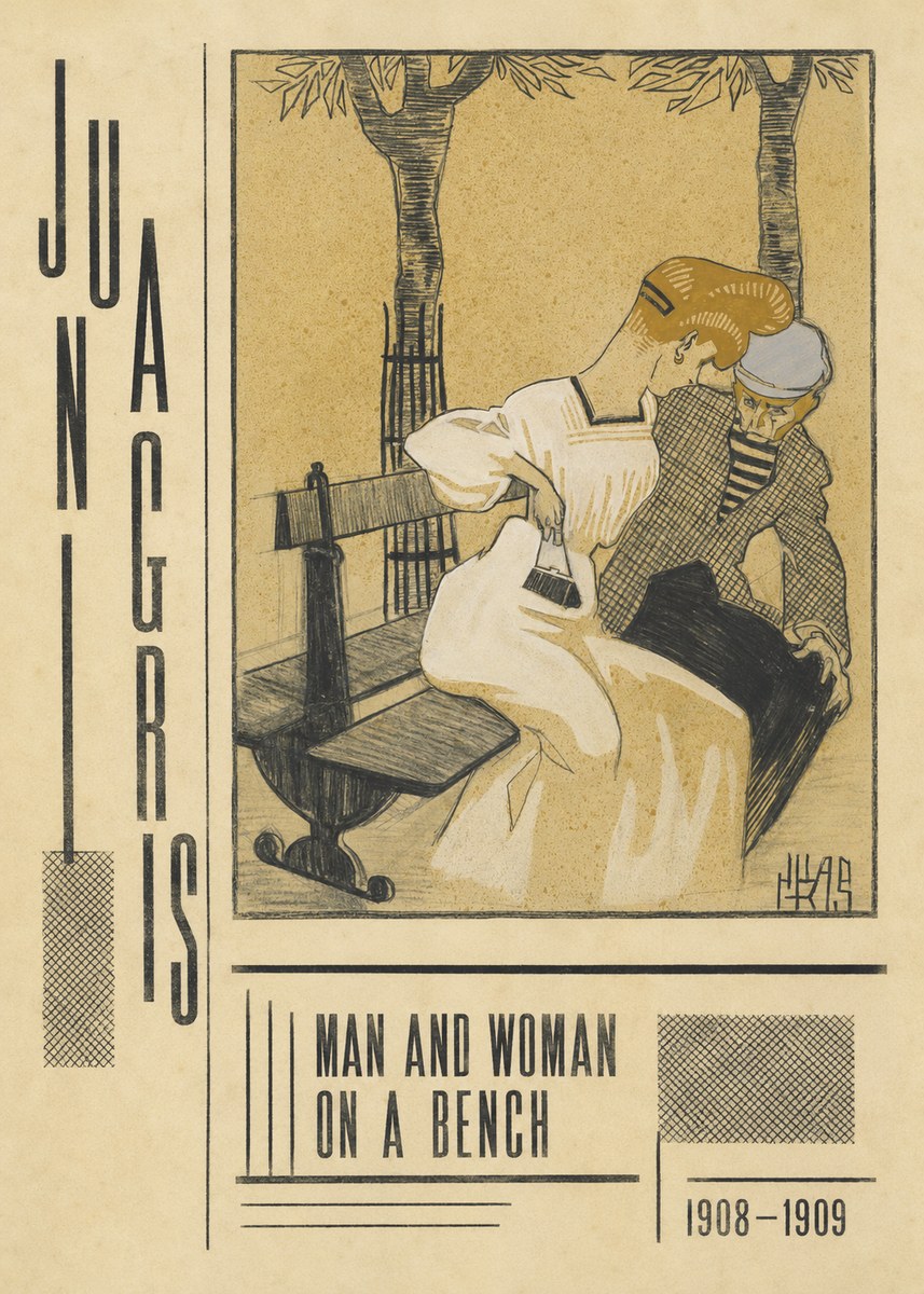 Juan Gris Man and Woman on a Bench No3 - Plakát