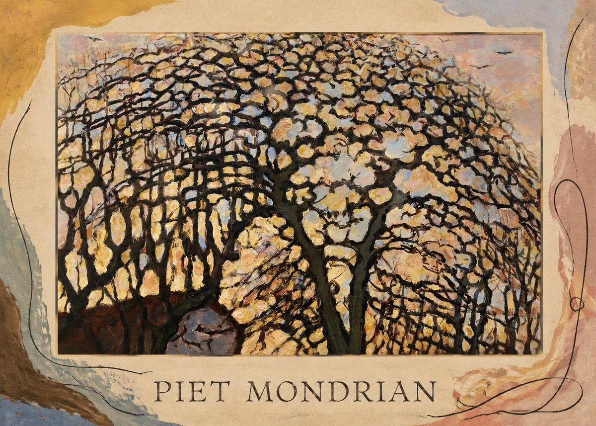 Piet Mondrian Avond (Evening); the Red Tree No5 - Plakát