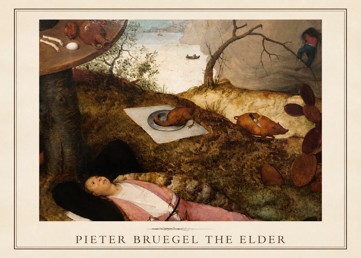 Pieter Bruegel The Land of Cockaigne II No1 - Plakát