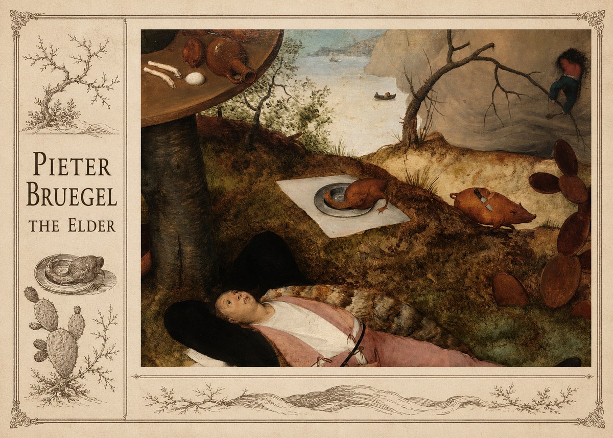 Pieter Bruegel The Land of Cockaigne II No3 - Plakát