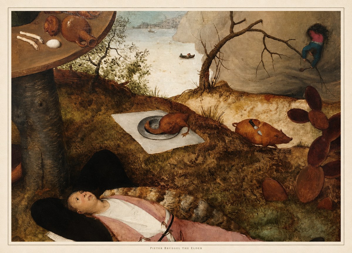 Pieter Bruegel The Land of Cockaigne II No4 - Plakát