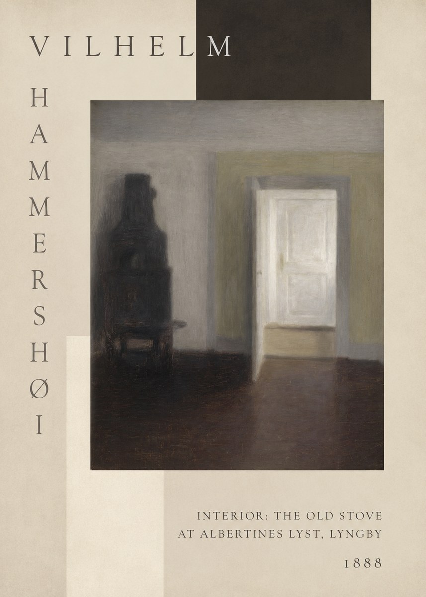 Vilhelm Hammershøi Interior: the Old Stove at Albertines Lyst, Lyngby No6 - Plakát
